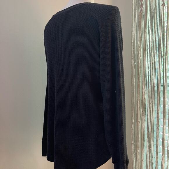 American Eagle Black Waffle Knit Long Sleeve Top - Picture 4 of 6